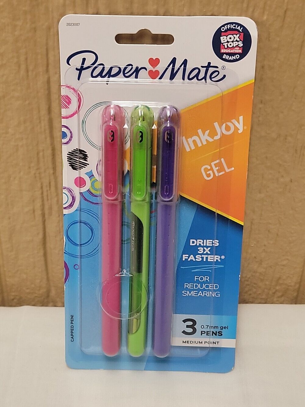 Paper Mate Ink Joy Gel Pens Reduced Smearing Medium Point 3 pk Colors